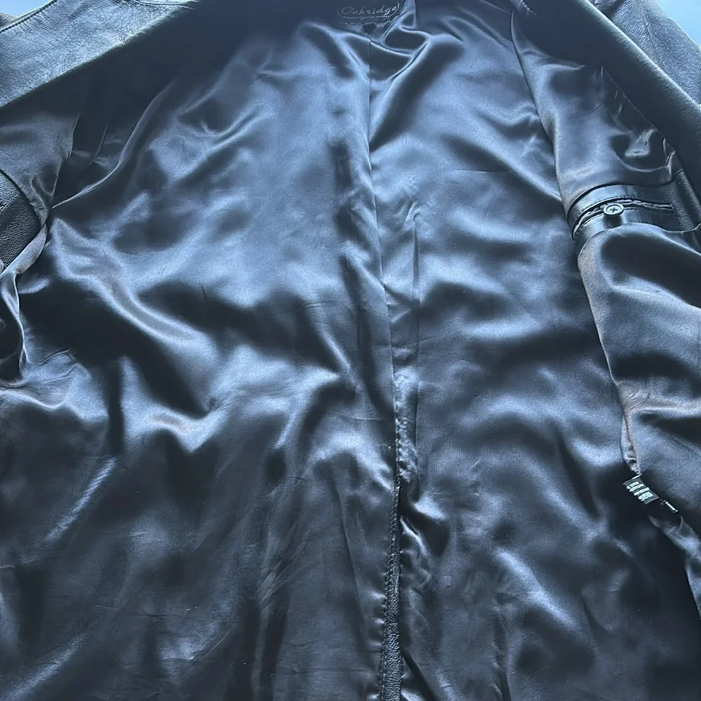 Oakridge Men's Genuine Leather Black Blazer Oversized Long - Picture 12 of 12